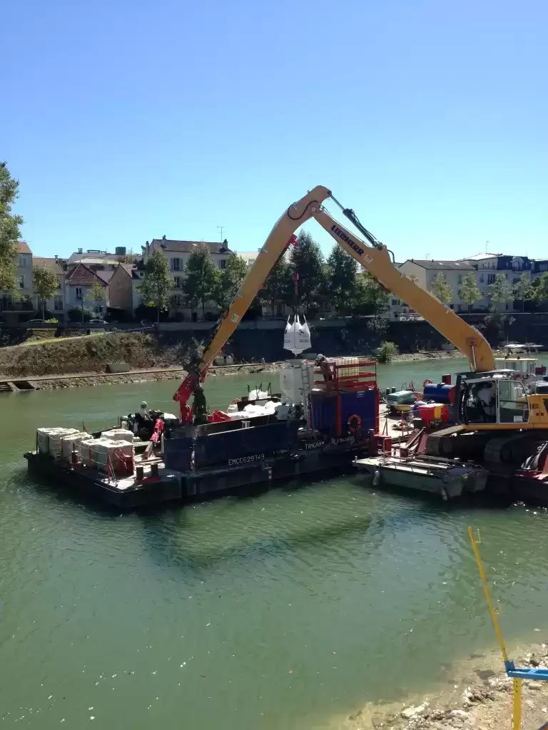 beton chantier fluvial big bags