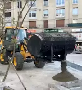 godet malaxeur sur chantier rouen